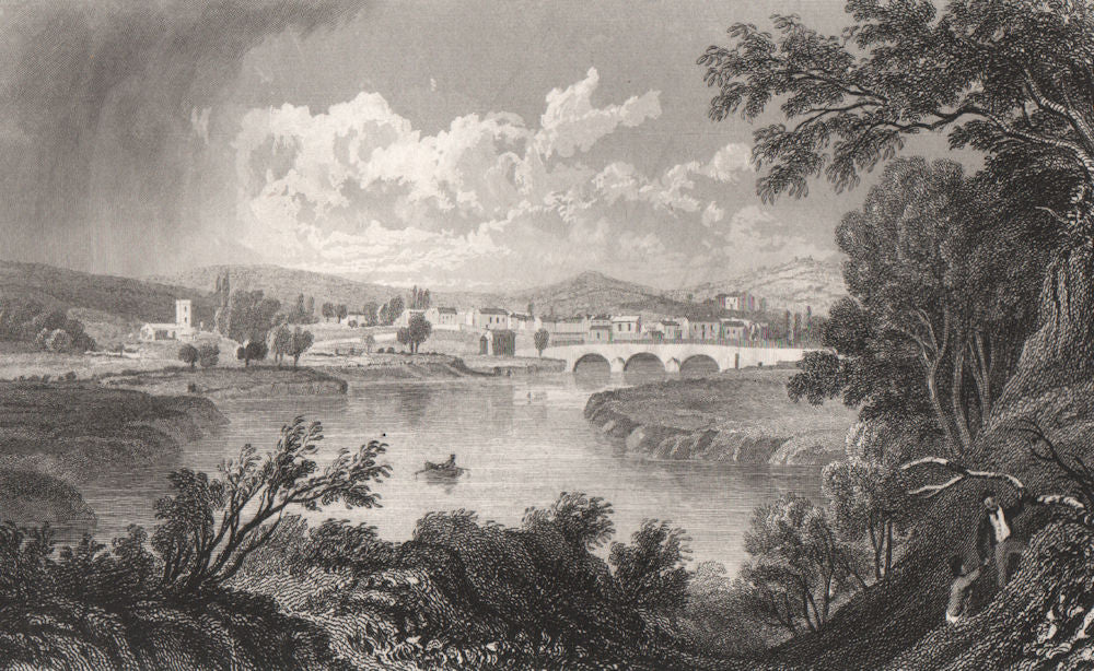 Caerleon, Monmouthshire, Wales, by Henry Gastineau 1835 old antique print